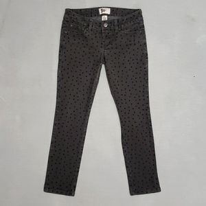 Y2K So Velvet Heart Patterned Low Rise Skinny Ankle Crop Gray Black Denim Jeans